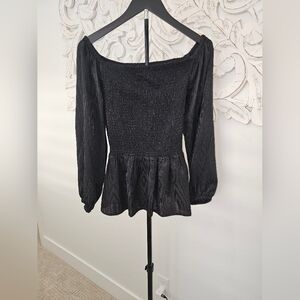 NWT Michael Kors Elegant Black Smocked Top
